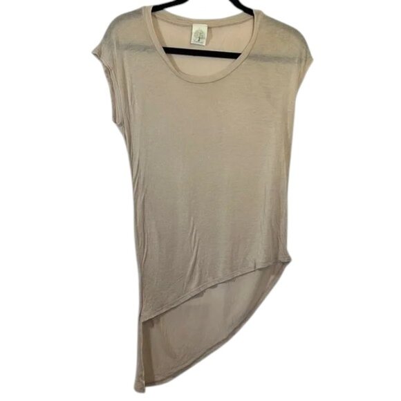 Freeloader Tan Asymmetrical Short-Sleeve T-Shirt - Picture 1 of 4